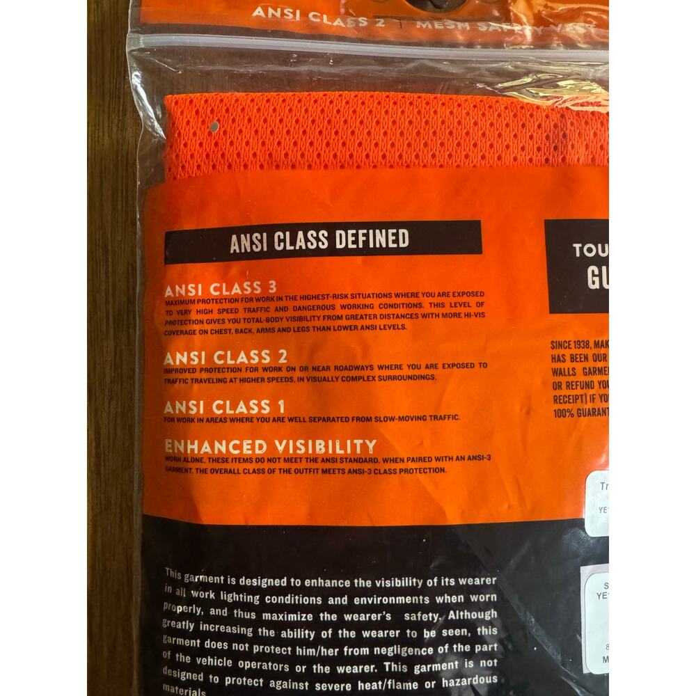 NWT Walls ANSI Class 2 Safety Vest 3XL Orange Hi Vis Reflective Mesh - Picture 10 of 10